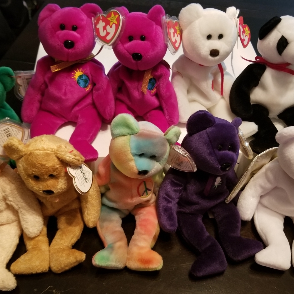 Lot of 70 beanie babies, 55 mcdonalds beanies